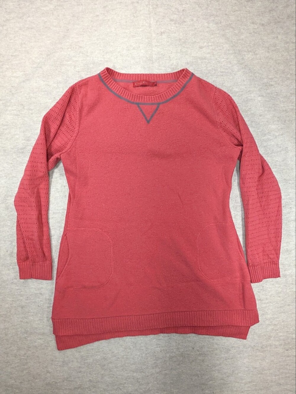 Krimson Klover Coral Red Wool Blend Long Sleeve Sweater Dress Tunic Size XL